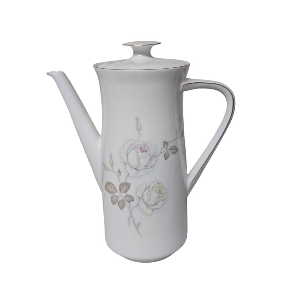 Johann Haviland Bavaria Germany Porcelain Floral Coffee Pot 10" Vintage 1960s